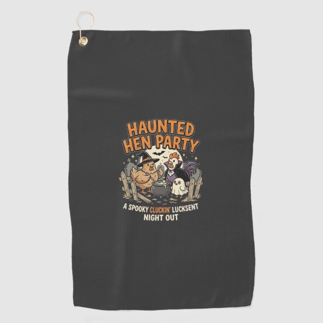 Halloween Haunted Hen Party Golf Towel (Front)