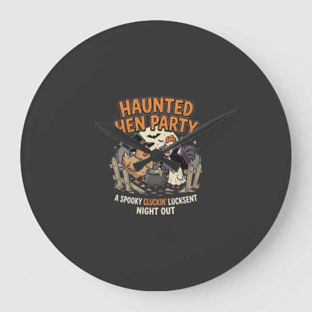 Halloween Haunted Hen Party Large Clock (Front)