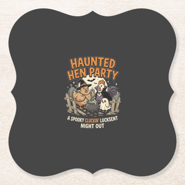Halloween Haunted Hen Party Paper Coaster (Front)