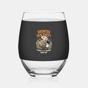 Halloween Haunted Hen Party Stemless Wine Glass