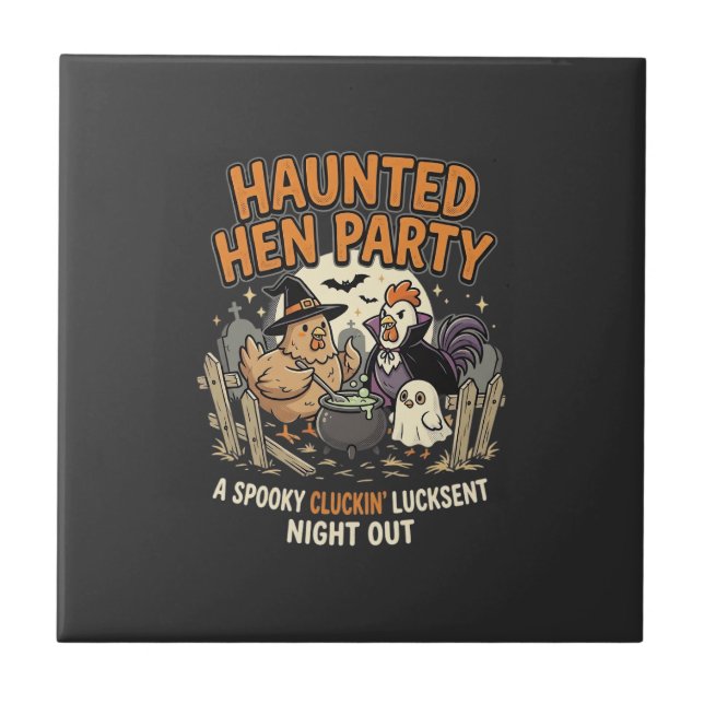 Halloween Haunted Hen Party Tile (Front)