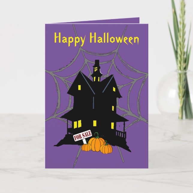 Halloween Haunted House 5" x 7" Greeting Card (Front)