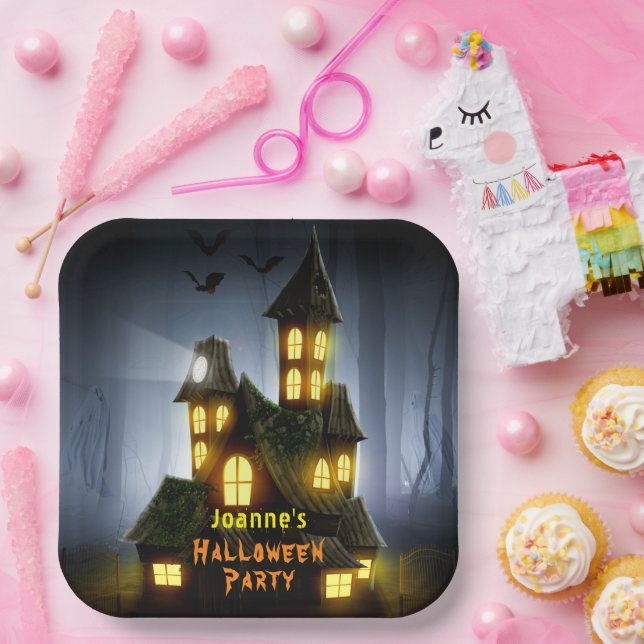 Halloween Haunted House And Ghost Paper Plate (Party)