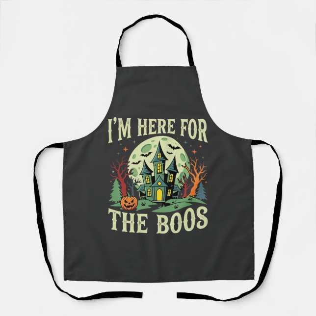 Halloween Haunted House and Pumpkin Boos Apron (Front)