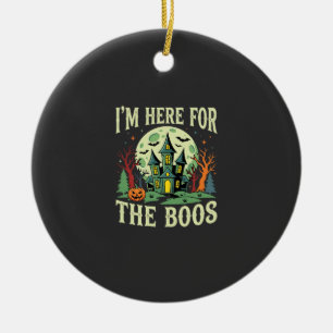 Halloween Haunted House and Pumpkin Boos Ceramic Tree Decoration