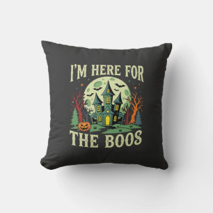 Halloween Haunted House and Pumpkin Boos Cushion