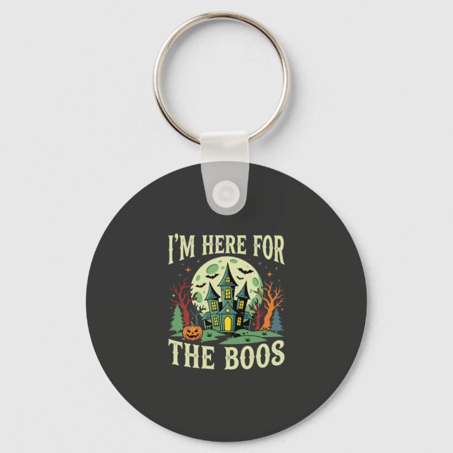 Halloween Haunted House and Pumpkin Boos Key Ring (Front)