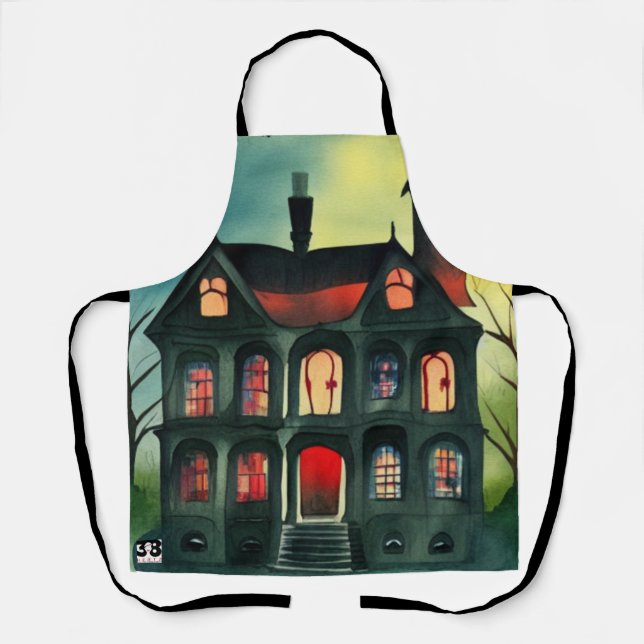 Halloween Haunted House Apron (Front)