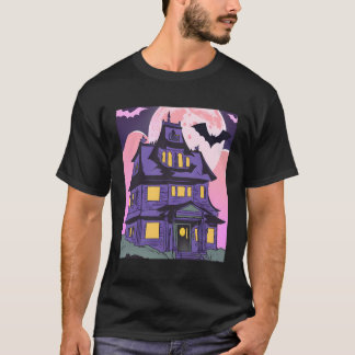 Halloween Haunted House Bats Moon Emo Goth T-Shirt