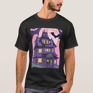 Halloween Haunted House Bats Moon Emo Goth T-Shirt