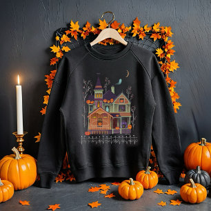 Halloween Haunted House Black Sweatshirt
