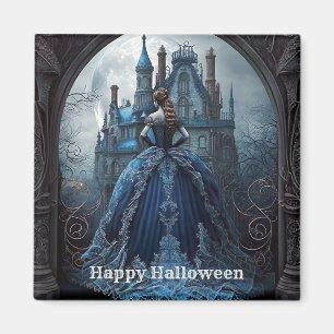 Halloween Haunted House Blue Night Scary Magnet