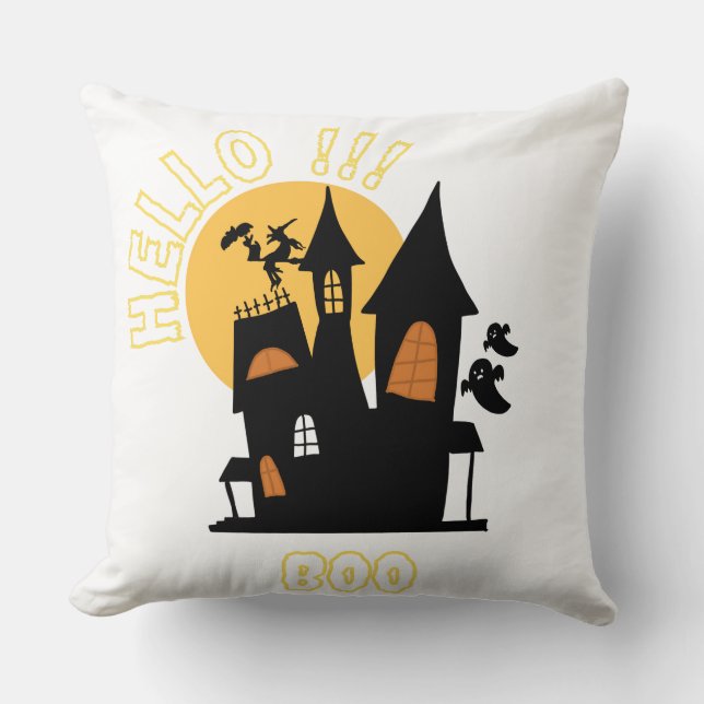 Halloween Haunted house boo t-shart Cushion (Front)