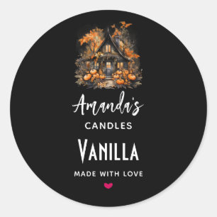 Halloween Haunted House Candle Business Classic Round Sticker
