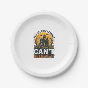 Halloween Haunted House Cant Believe It Vintage Paper Plate