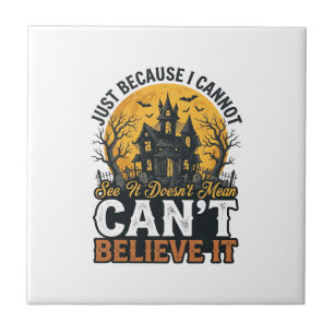 Halloween Haunted House Cant Believe It Vintage Tile