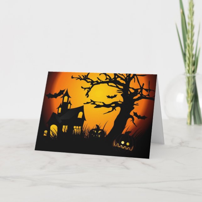 Halloween haunted house card (Front)