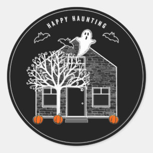 Halloween Haunted House Classic Round Sticker