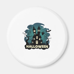 Halloween Haunted House Clock Tower Bats Ghost_1 Magnet