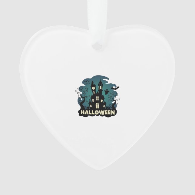Halloween Haunted House Clock Tower Bats Ghost_1 Ornament (Front)