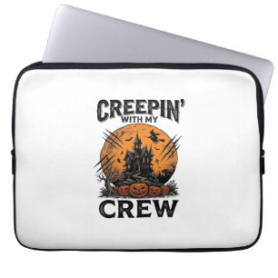 Halloween Haunted House Creepin With My Crew Shirt Laptop Sleeve