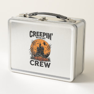 Halloween Haunted House Creepin With My Crew Shirt Metal Lunch Box