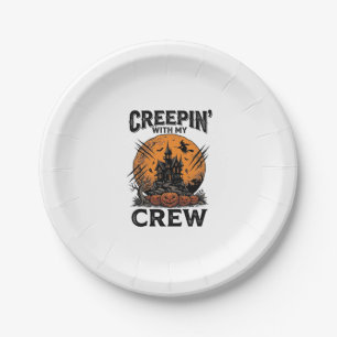 Halloween Haunted House Creepin With My Crew Shirt Paper Plate