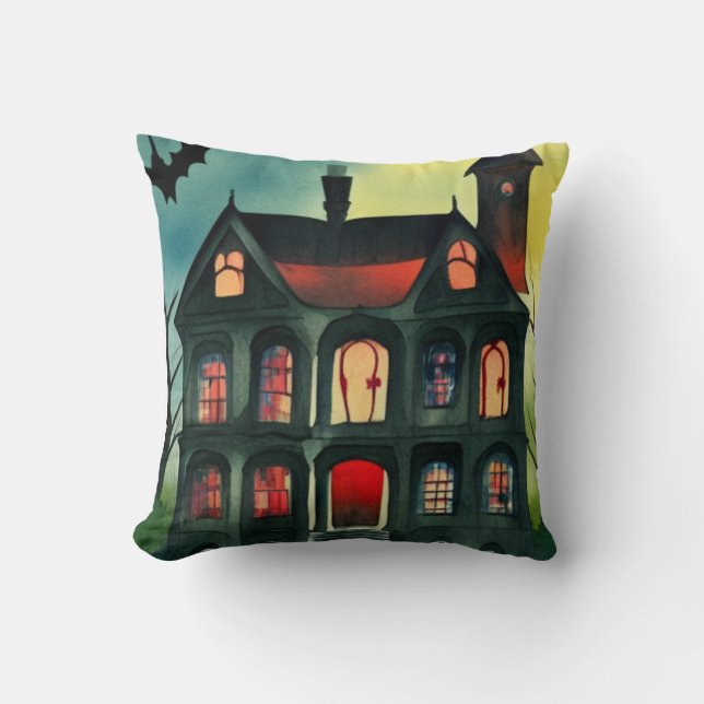 Halloween Haunted House Cushion (Front)