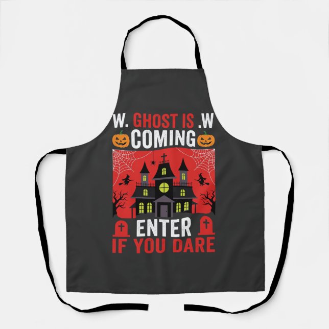 Halloween Haunted House Enter If You Dare Apron (Front)