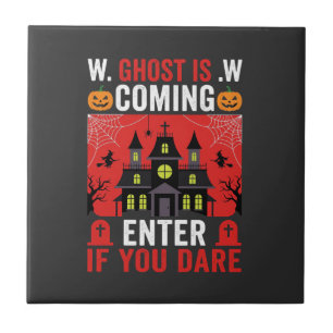 Halloween Haunted House Enter If You Dare Tile