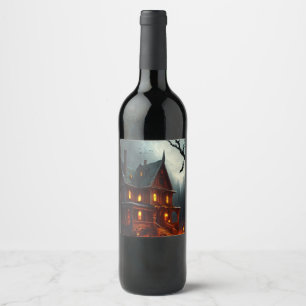 Halloween/haunted house /Fall Wine Label