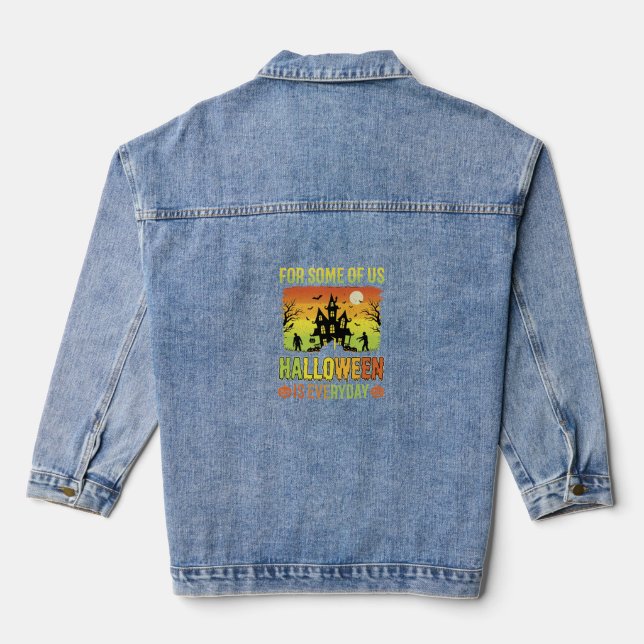 Halloween Haunted House For Some of Us Denim Jacket (Back)