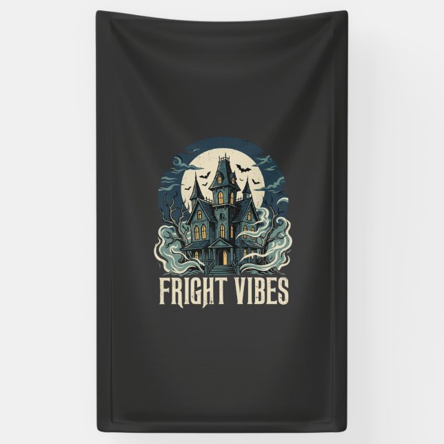 Halloween Haunted House Fright Vibes Design Banner (Vertical)