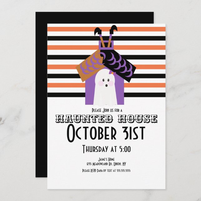 Halloween Haunted House Ghost Witch Party Invitation (Front/Back)