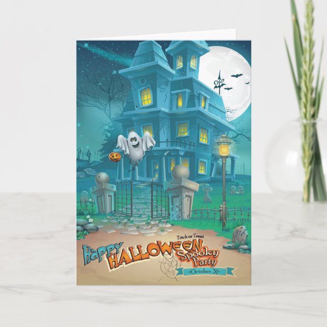 Halloween Haunted House Greeting Cards (Front)