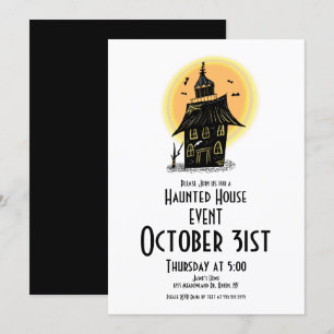 Halloween Haunted House Hand Drawn Design Invitation