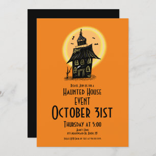 Halloween Haunted House Hand Drawn Design  Invitation
