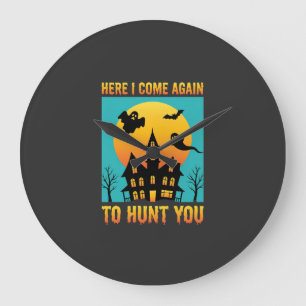 Halloween Haunted House Hanging With My Witches Large Clock