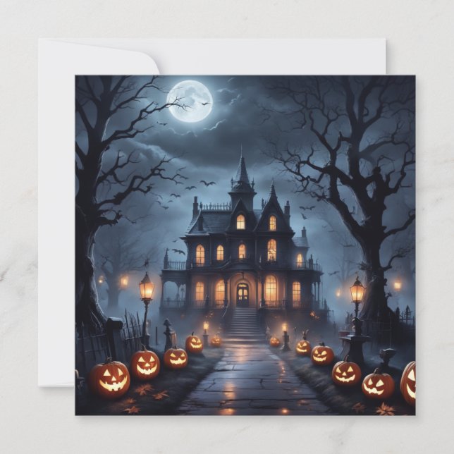 Halloween Haunted House Holiday Card (Front)
