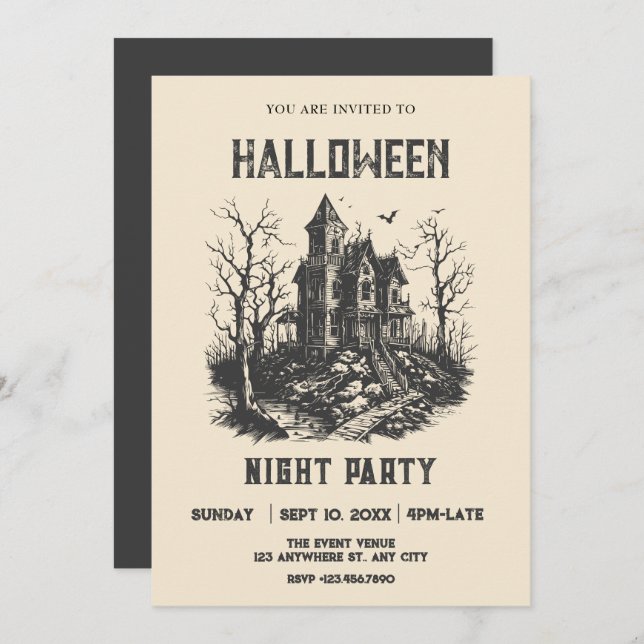 Halloween haunted house  invitation (Front/Back)