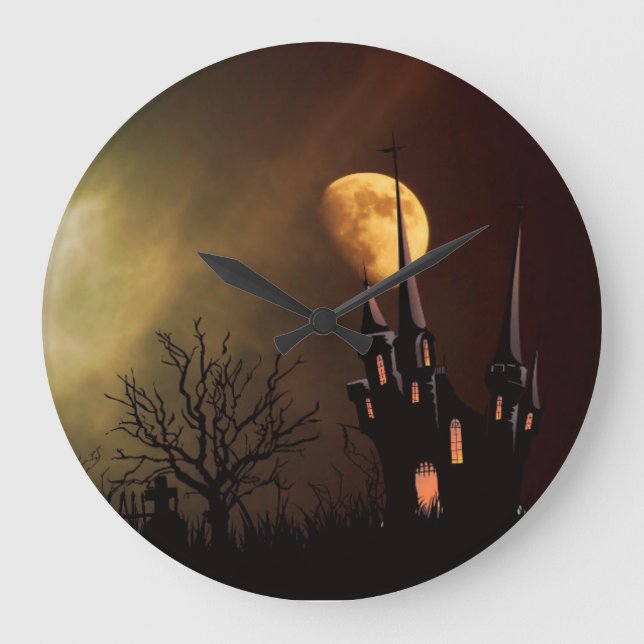 Halloween Haunted House Large Clock (Front)