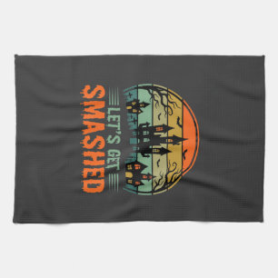 Halloween Haunted House Lets Get Smashed Retro Tea Towel