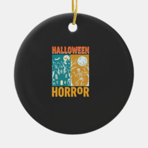 Halloween Haunted House Moon Skeleton Design_1 Ceramic Tree Decoration