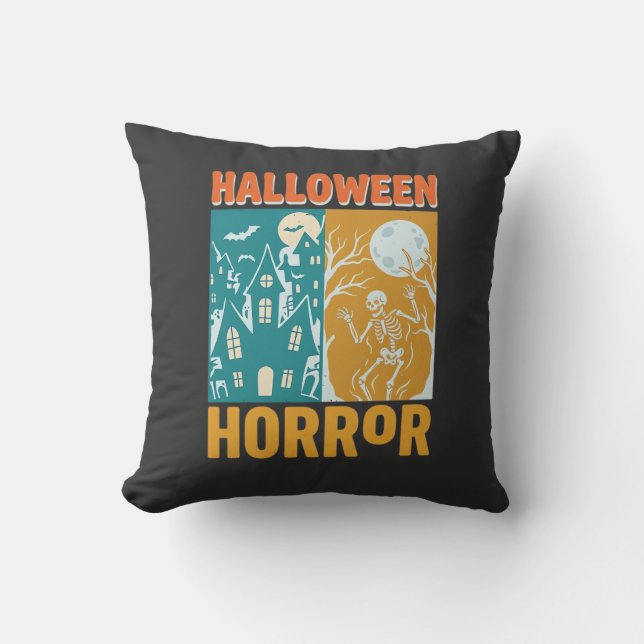 Halloween Haunted House Moon Skeleton Design_1 Cushion (Front)