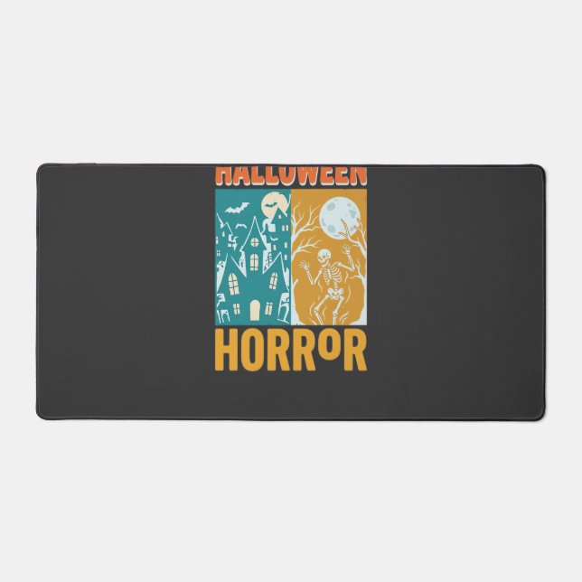 Halloween Haunted House Moon Skeleton Design_1 Desk Mat (Front)