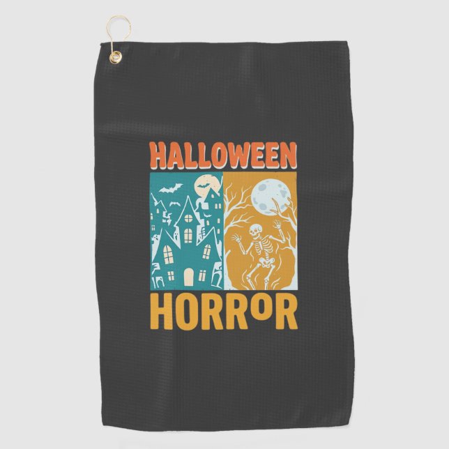 Halloween Haunted House Moon Skeleton Design_1 Golf Towel (Front)