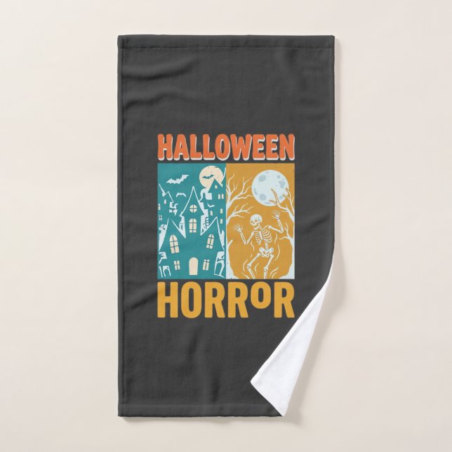 Halloween Haunted House Moon Skeleton Design_1 Hand Towel (Hand Towel)