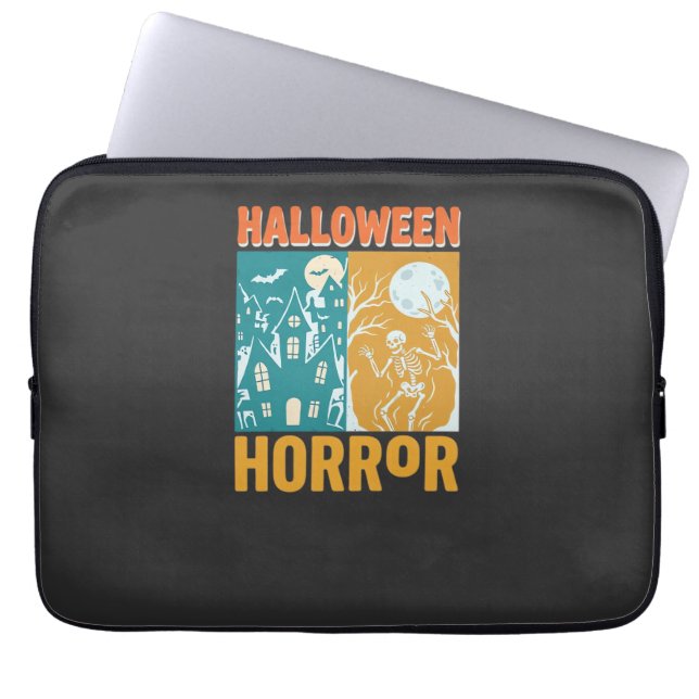 Halloween Haunted House Moon Skeleton Design_1 Laptop Sleeve (Front)