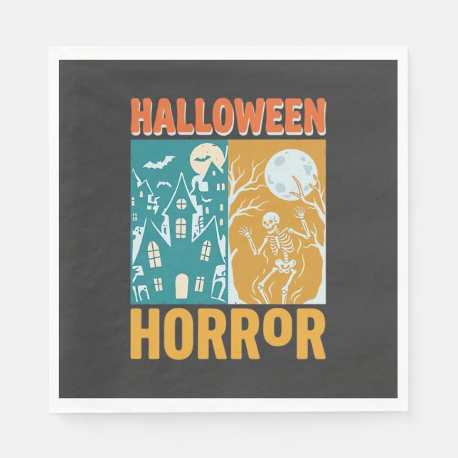 Halloween Haunted House Moon Skeleton Design_1 Napkin (Front)
