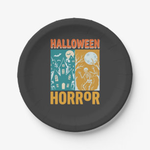 Halloween Haunted House Moon Skeleton Design_1 Paper Plate